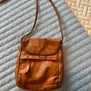 Soft leather cross body bag with strap